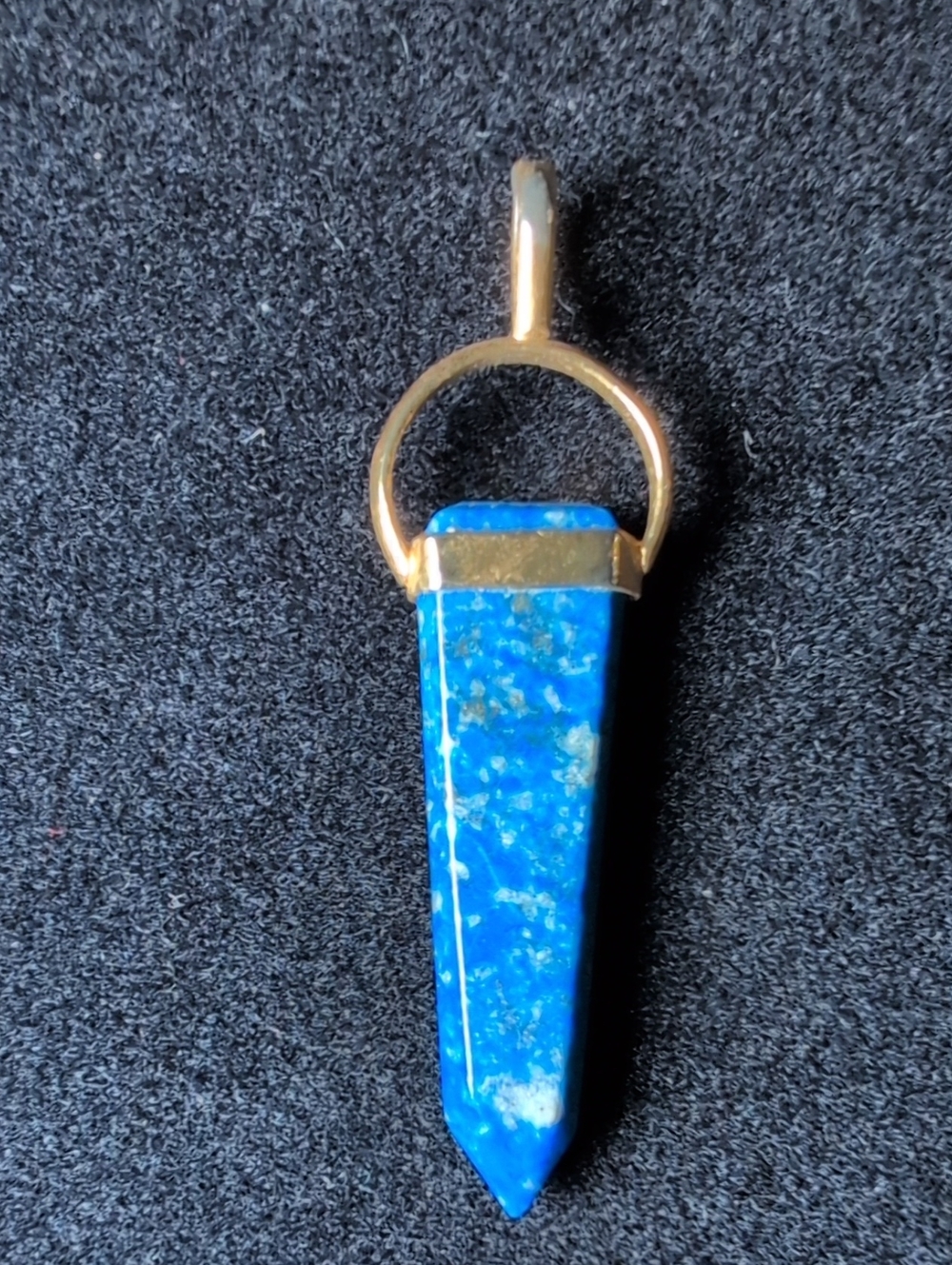 Blue Lapis Lazuli Point Pendant Sterling Silver Gold Plated